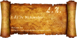 Léh Nikander névjegykártya